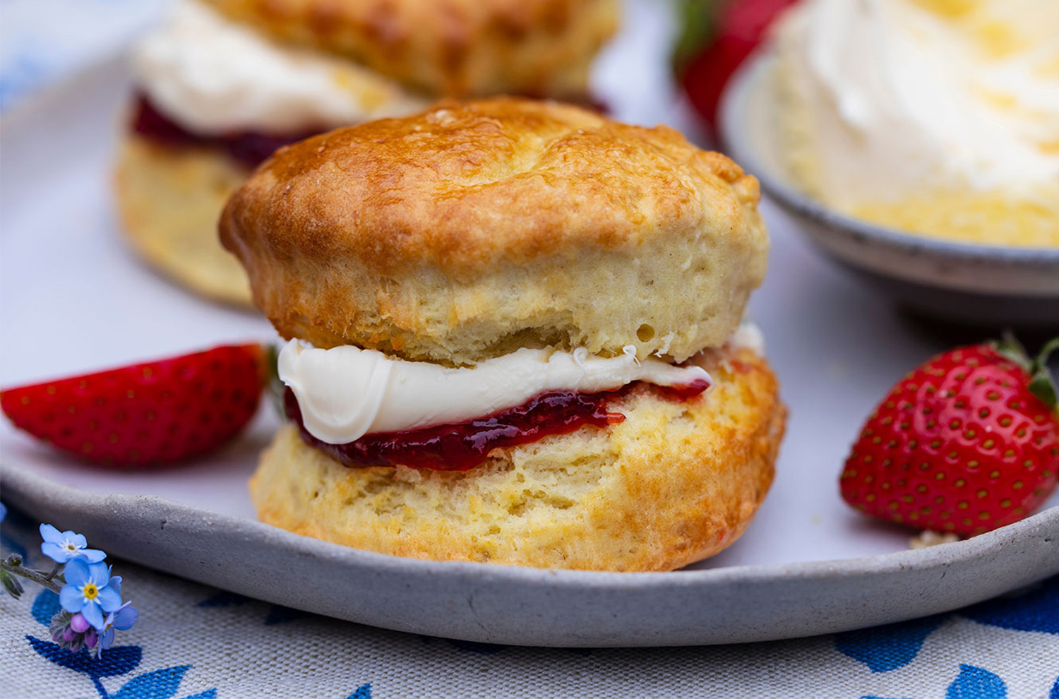 British scone with jam and butter